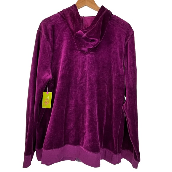New MADE FOR LIFE Velour Hoodie Jacket XL French Wine - Picture 4 of 6
